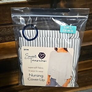 Gray and white striped nursing cover-up SML